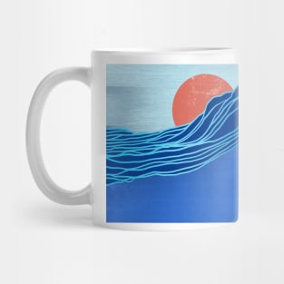 Japanese Art in Blue Mug